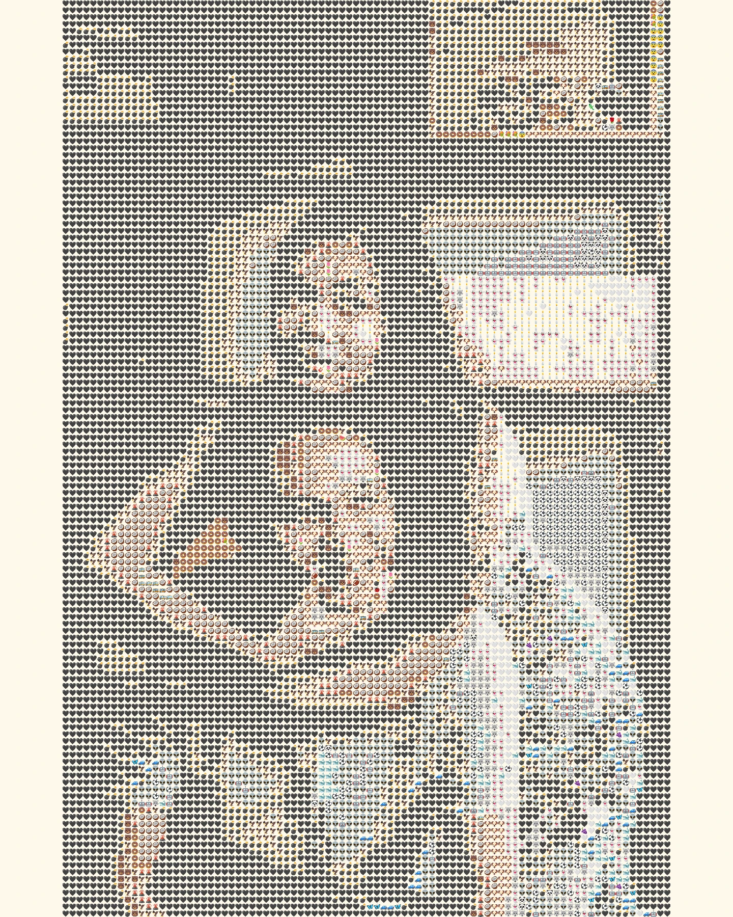 Emoji art generated from woman hugging a smiling man