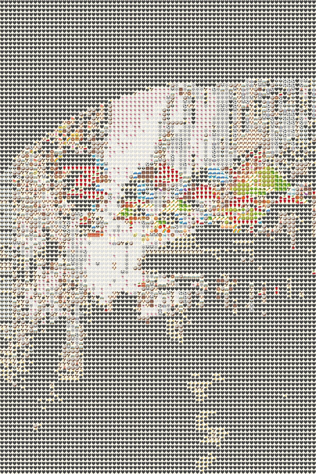 Emoji art generated from colorful umbrellas over a street