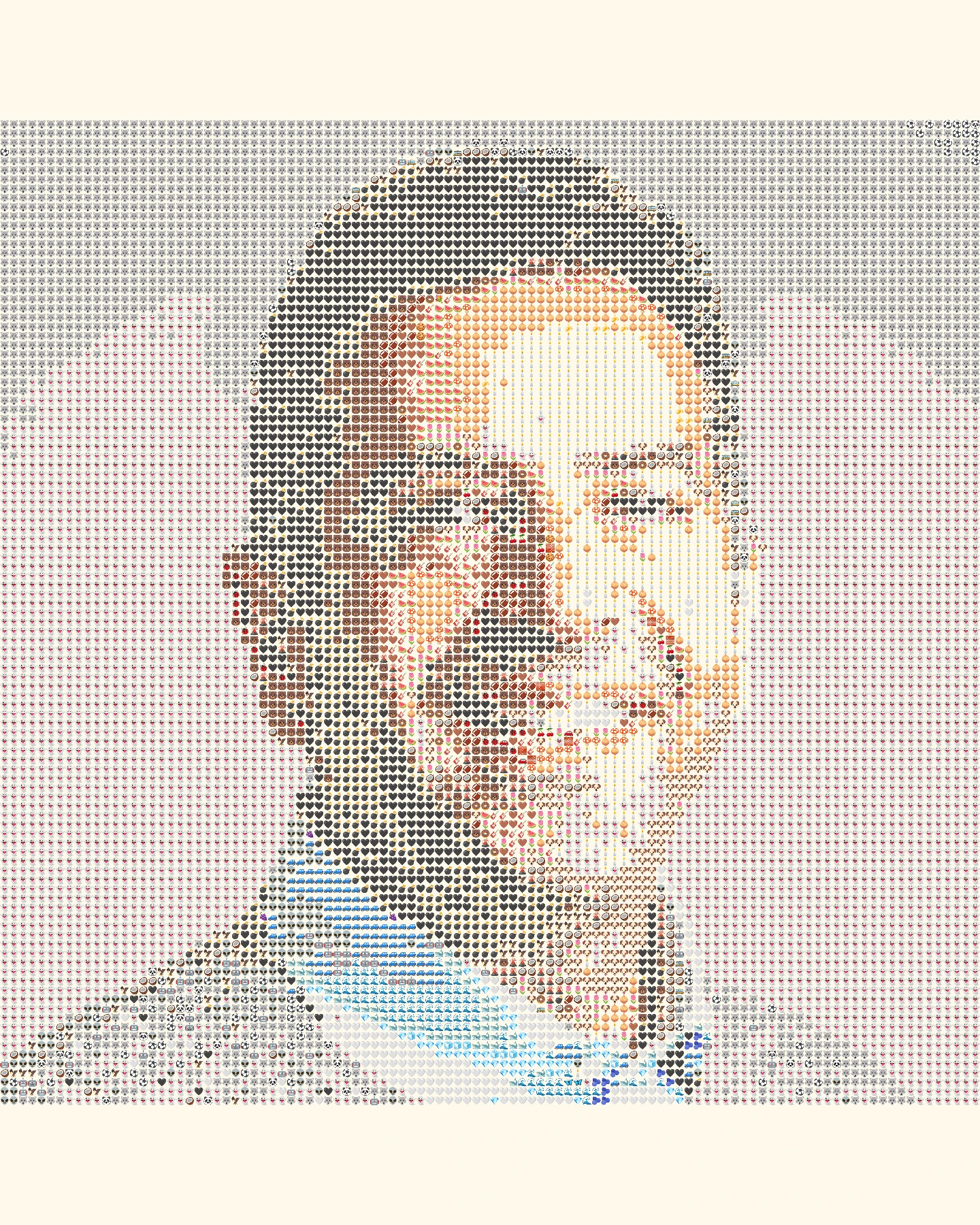 Emoji art generated from man looking at the camera with a smile