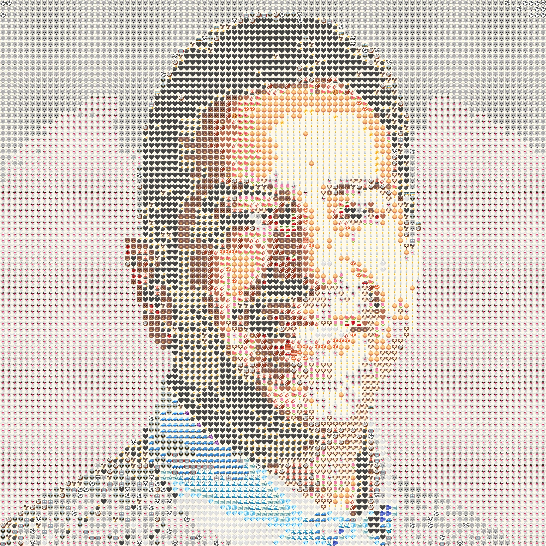 Emoji art generated from man looking at the camera with a smile